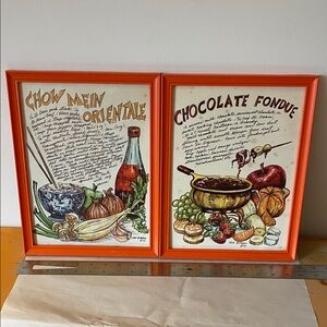 Vintage Chef Alfredo 1971 Framed Recipe Wall Art Set